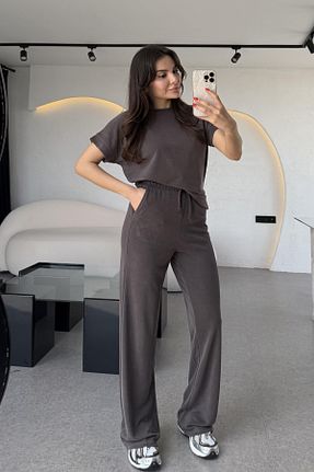 ست بالاتنه و پائین تنه زرشکی زنانه بافتنی ARV MODA FASHİON THAT İNSPİRES - کد 932839661