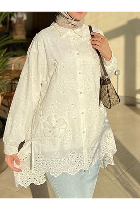 پیراهن حجاب سفید زنانه رگولار BZ BUTİK - کد 932870478