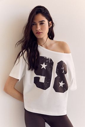 تیشرت نباتی زنانه سایز بزرگ Stradivarius - کد 932875423