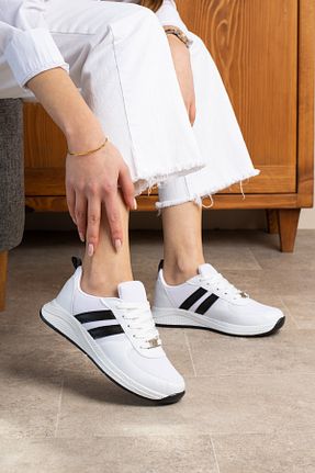 کفش اسنیکر سفید زنانه بند دار galya shoes - کد 932881629