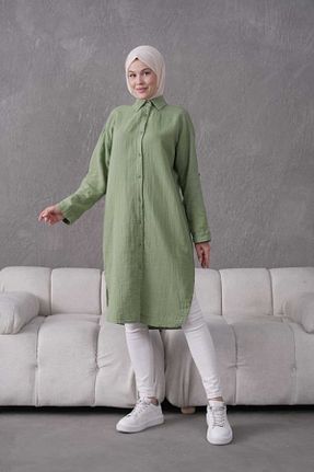 تونیک حجاب خاکی زنانه %100 پنبه QAWWA - کد 930531569