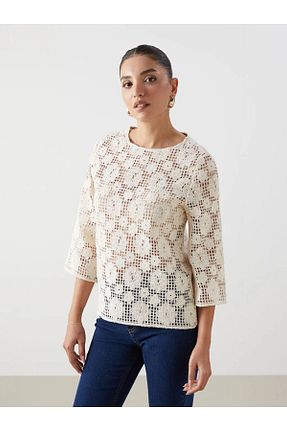 بلوز طلائی زنانه یقه دوچرخه LC Waikiki - کد 932890513