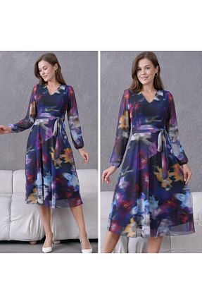 لباس سایز بزرگ رنگی زنانه توری CİXAPLE - کد 932886284