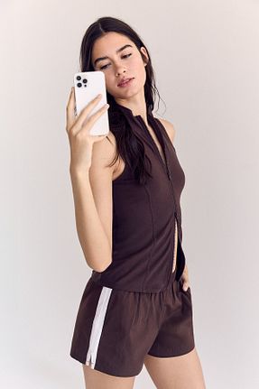 شلوارک و برمودا قهوه ای زنانه رگولار Stradivarius - کد 932886270
