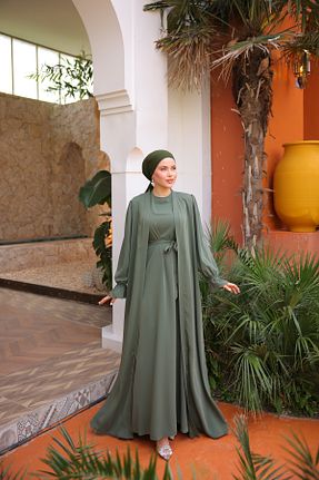 لباس حجاب خاکی زنانه اورسایز Zaure - کد 932896538