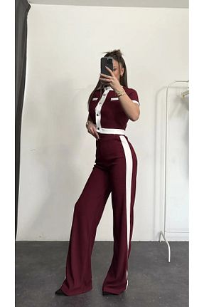 ست بالاتنه و پائین تنه زرشکی زنانه بافتنی ZEREN - کد 932905814
