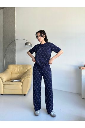 ست بالاتنه و پائین تنه سرمه ای زنانه بافتنی orjinal blue b - کد 932905813
