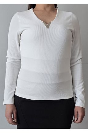بلوز سفید زنانه ساده Butik - کد 933370097