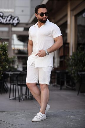 ست بالاتنه و پائین تنه سفید مردانه بافت MFZ Giyim - کد 932908238
