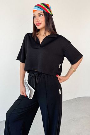 ست بالاتنه و پائین تنه مشکی زنانه رگولار Cappmoda - کد 932925102
