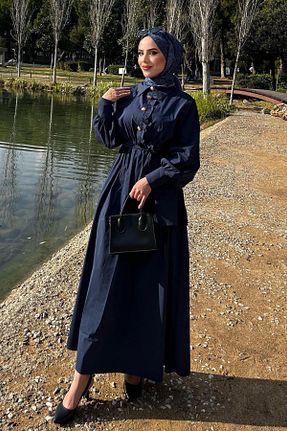 لباس حجاب سرمه ای اورسایز lamelif - کد 932927267