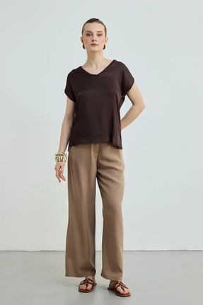 تیشرت قهوه ای زنانه رگولار Gusto - کد 926024534