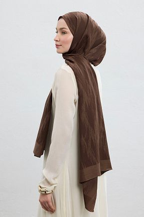 شال قهوه ای زنانه ابریشم Qef - کد 932983968