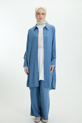 ست بالاتنه و پائین تنه حجاب آبی زنانه سایز بزرگ Setrms - کد 932983633