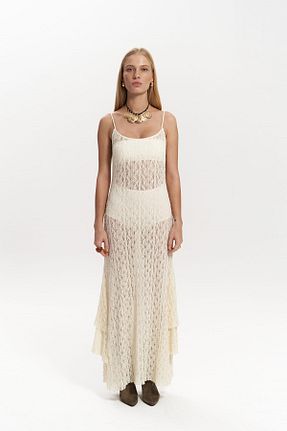 لباس بژ زنانه دانتل MAİ COLLECTİON - کد 886580158