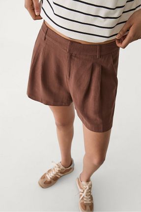 شلوارک و برمودا قهوه ای زنانه فاق بلند Stradivarius - کد 932704686