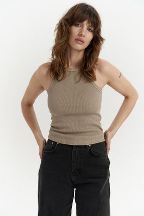 بلوز خاکی زنانه ساده MAİ COLLECTİON - کد 870273798