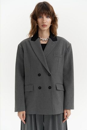 کت طوسی زنانه رگولار MAİ COLLECTİON - کد 866167035