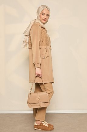 کلاه و ابایا قهوه ای زنانه بافتنی Setrms - کد 932987762