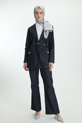 ست بالاتنه و پائین تنه حجاب سرمه ای اورسایز Setrms - کد 932987029