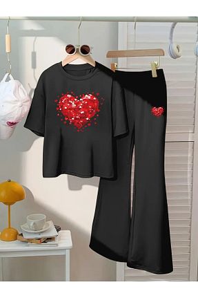 ست بالاتنه و پائین تنه مشکی بچه گانه بافت MORNİNG KİDS - کد 933637374