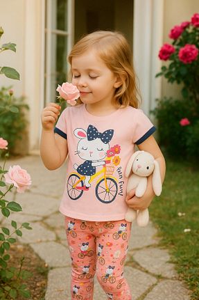 ست بالاتنه و پائین تنه صورتی بچه گانه بافتنی TRENDİMİZBİR - کد 814578321