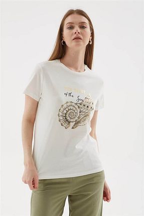 تیشرت نباتی زنانه یقه دوچرخه Fashion Friends - کد 927958181
