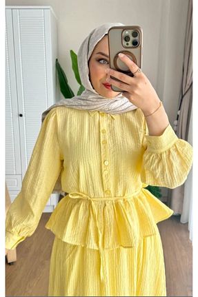 ست بالاتنه و پائین تنه زرد زنانه بافتنی nizzell - کد 933063085