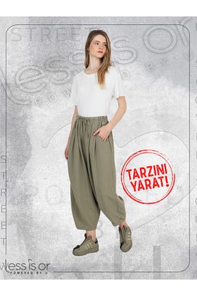 شلوار خاکی زنانه پنبه ای less is or - کد 931289693