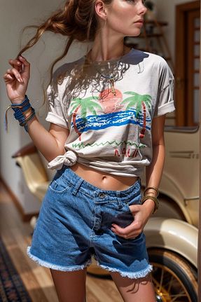 شلوارک و برمودا آبی زنانه Relaxed bacc - کد 933142528