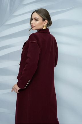 پالتو پشمی زرشکی زنانه دو سینه Eccim Fashion - کد 879482236
