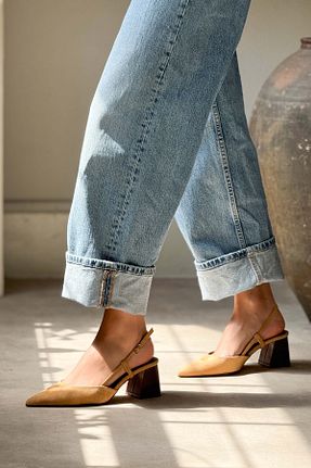 کفش پاشنه بلند کلاسیک قهوه ای زنانه جیر NİŞANTAŞI SHOES - کد 932992090
