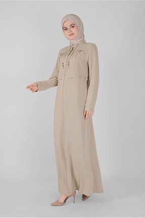 مانتو بلند حجاب بژ زنانه Alvina - کد 868838994