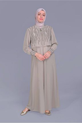 مانتو بلند حجاب بژ زنانه Alvina - کد 868839687
