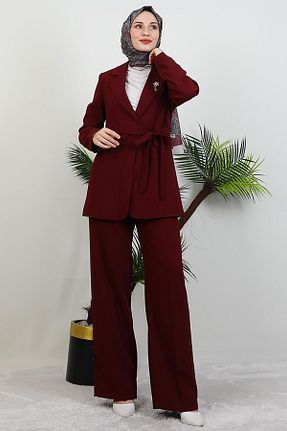 ست بالاتنه و پائین تنه حجاب زرشکی زنانه رگولار GİYZAMİLA - کد 933175658