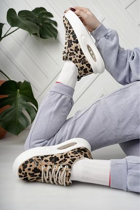 کفش اسنیکر قهوه ای زنانه بند دار Nesil Shoes - کد 933176340