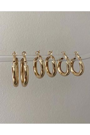 گوشواره استیل (فولاد) طلائی زنانه استیل (فولاد) stainles steel - کد 770085591