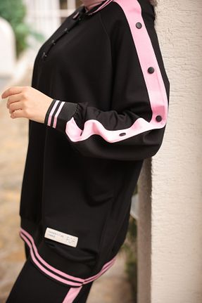 ست بالاتنه و پائین تنه حجاب مشکی زنانه اورسایز Wovi - کد 902839307