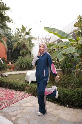 ست بالاتنه و پائین تنه حجاب سرمه ای زنانه رگولار Wovi - کد 903816657