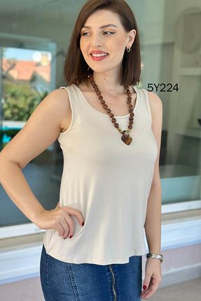 تیشرت بژ زنانه رگولار İnce Topuk - کد 933911637
