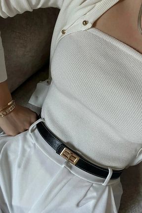 کمربند مشکی زنانه چرم مصنوعی Lydie