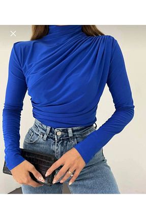 بلوز آبی زنانه یقه ماهیگیر ASAFF - کد 933209773