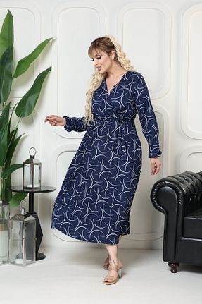 لباس سایز بزرگ سرمه ای زنانه الیاف şuranur - کد 931901854