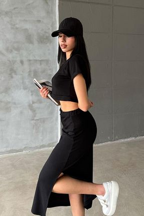 ست بالاتنه و پائین تنه مشکی زنانه بافت bb butik basic - کد 933221175