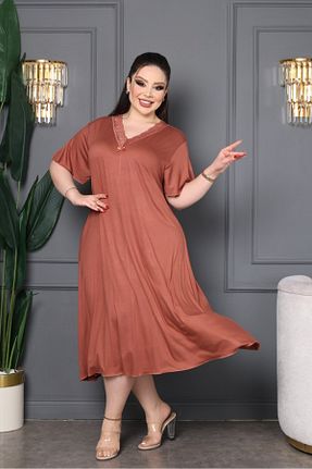 لباس سایز بزرگ نارنجی زنانه بامبو şuranur - کد 927776243