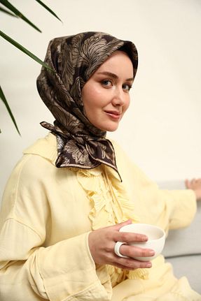 روسری قهوه ای İpek Tivil Silk Home - کد 933982554
