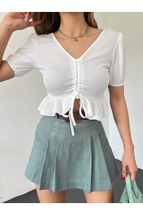بلوز سفید زنانه ساده tomıross - کد 933241020