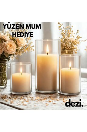 شمعدان و شمع گیر سفید شیشه DEZİ - کد 867662344