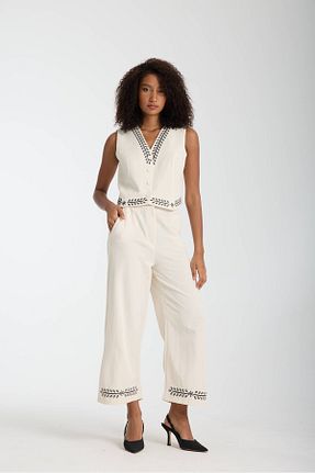 ست بالاتنه و پائین تنه سفید زنانه بافتنی İLKCET MODA - کد 933283538