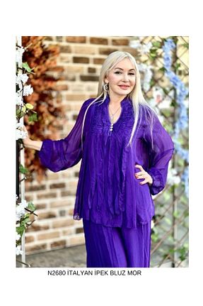 بلوز بنفش زنانه ساده Punta Otantik - کد 933317906